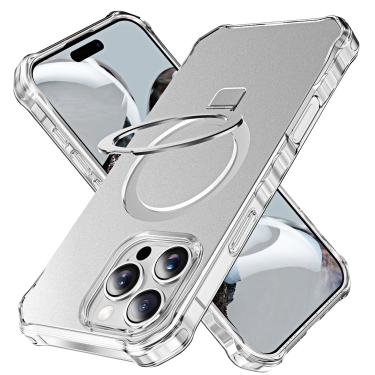 For iPhone 16 Pro Max Solid Color Wave MagSafe Holder Phone Case(Silver) - iPhone 16 Pro Max Cases by buy2fix | Online Shopping UK | buy2fix