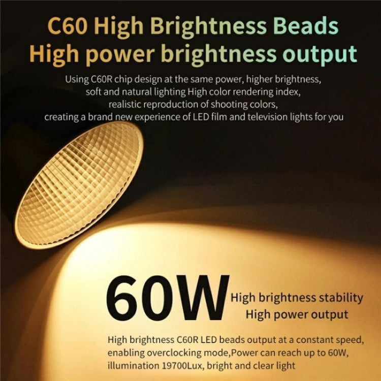 C60R 60W RGB Stage Lamp Professional Video Photography COB Fill Light, Plug:UK Plug - Selfie Light by buy2fix | Online Shopping UK | buy2fix