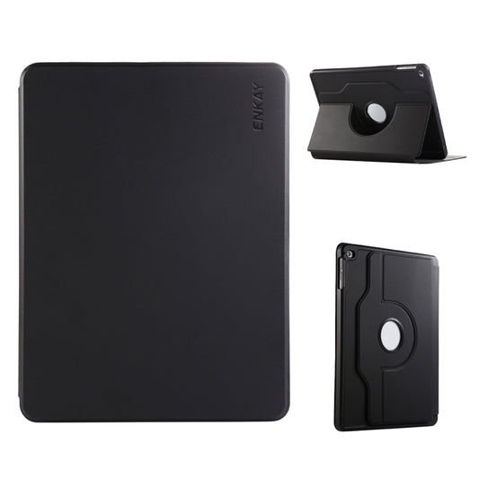 For iPad Air / Air 2 / 9.7 2017 / 2018 ENKAY 360 Rotation TPU Leather Smart Tablet Case with Pen Slot(Black) - iPad 9.7 (2018) & (2017) Cases by ENKAY | Online Shopping UK | buy2fix