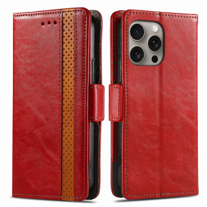 For iPhone 16 Pro Max CaseNeo Splicing Dual Magnetic Buckle Leather Phone Case(Red) - iPhone 16 Pro Max Cases by buy2fix | Online Shopping UK | buy2fix