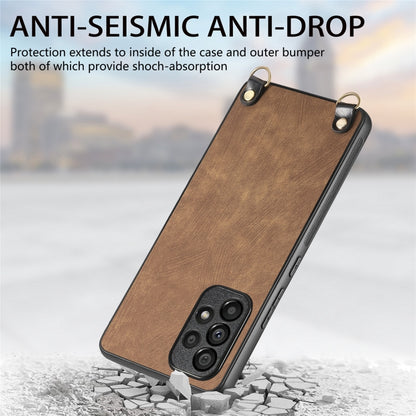 For Samsung Galaxy S25 5G Vintage Leather PC Back Cover Phone Case with Crossbody Strap(Brown) - Galaxy S25 5G Cases by buy2fix | Online Shopping UK | buy2fix