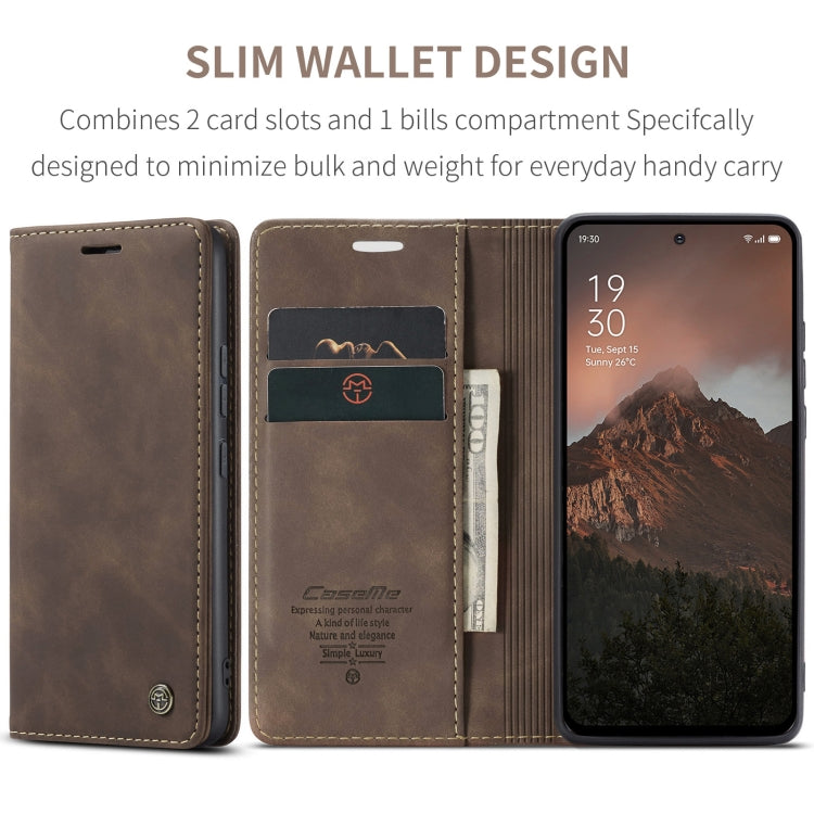 For OPPO Reno12 F /12 FS 5G CaseMe 013 Multifunctional Horizontal Flip Leather Phone Case(Coffee) - Reno12 F Cases by CaseMe | Online Shopping UK | buy2fix