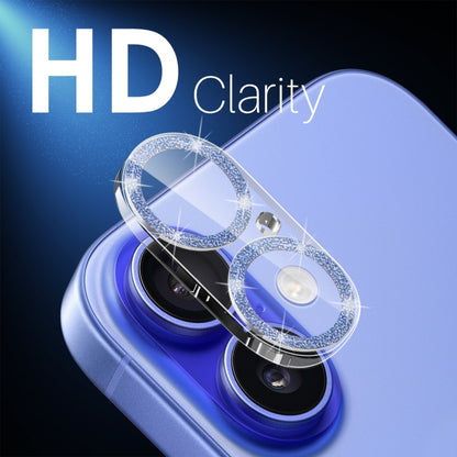 For iPhone 16 / 16 Plus NORTHJO Camera Lens Protector Glitter Ring 3D Tempered Glass Film(Blue) - iPhone 16 Plus Tempered Glass by NORTHJO | Online Shopping UK | buy2fix