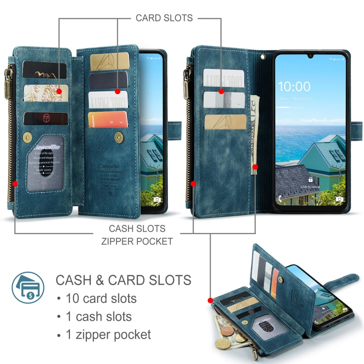 For Samsung Galaxy A16 5G CaseMe C30 Card Slots Zipper Wallet Leather Phone Case(Blue) - Galaxy Phone Cases by CaseMe | Online Shopping UK | buy2fix