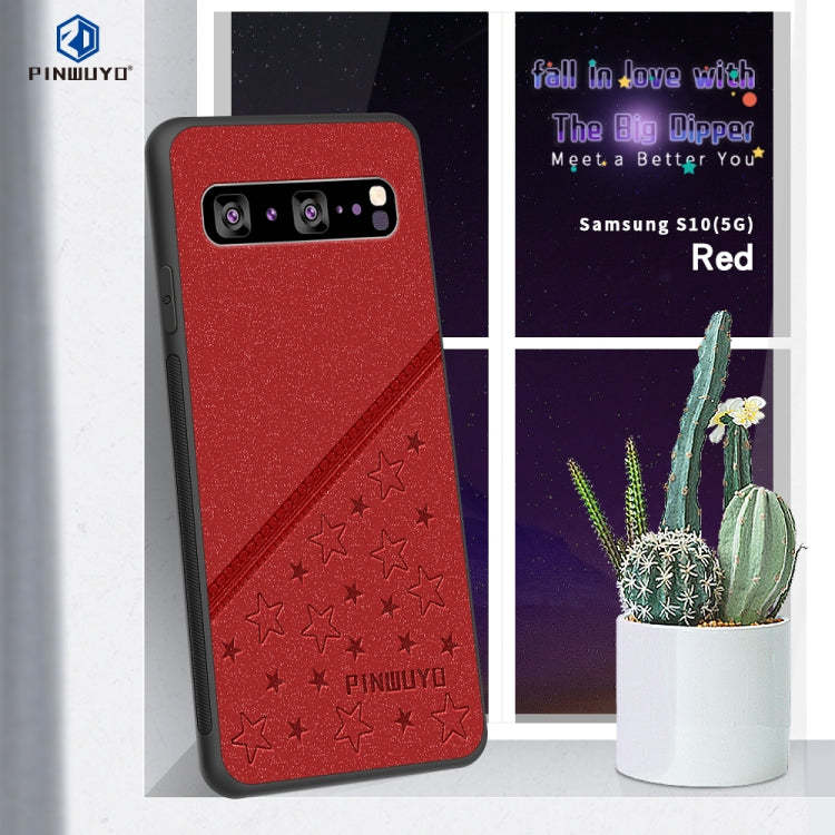 PINWUYO Full Coverage Waterproof Shockproof PC+TPU+PU Protective Case for Galaxy S10 5G(Red) - Galaxy Phone Cases by PINWUYO | Online Shopping UK | buy2fix