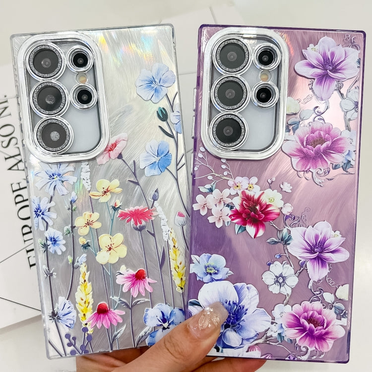 For Samsung Galaxy S25 5G Electroplating Flowers Plants Texture TPU Phone Case(Gardenia FL15) - Galaxy S25 5G Cases by buy2fix | Online Shopping UK | buy2fix