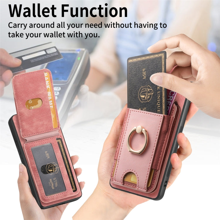 For Samsung Galaxy S25 5G Retro Splitable Magnetic Stand Card Bag Leather Phone Case(Pink) - Galaxy S25 5G Cases by buy2fix | Online Shopping UK | buy2fix