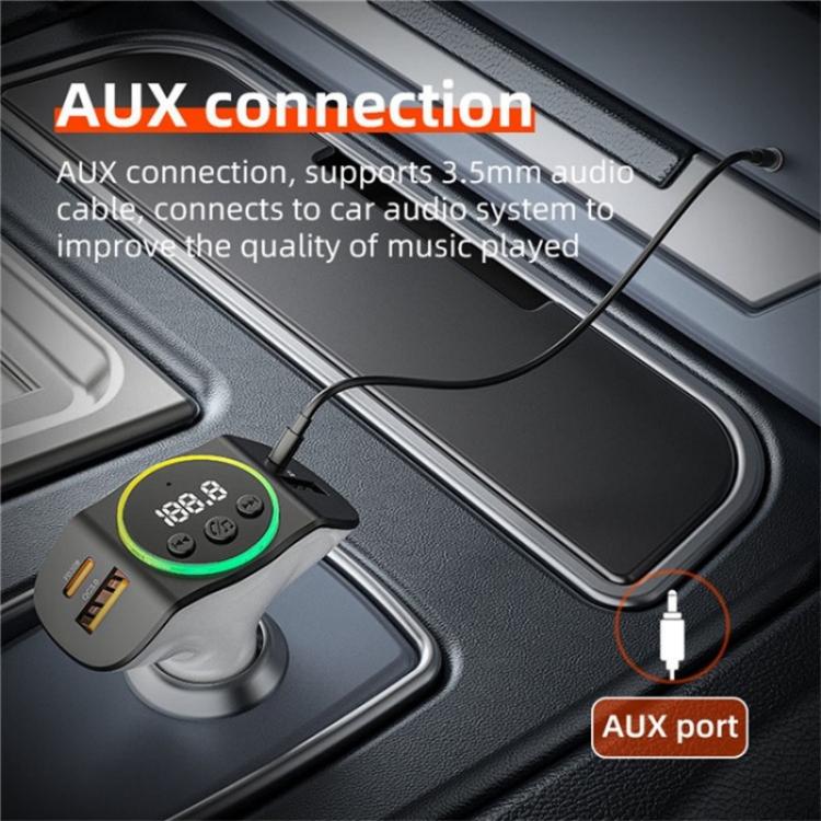 C8 Bluetooth 5.3 Receiver Hands-Free Calling with AUX Port Dual USB Port Car Charger(Black) - Bluetooth Car Kits by buy2fix | Online Shopping UK | buy2fix