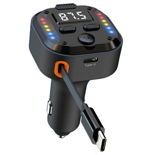 C69 PD 30W Fast Charger FM Transmitter Bluetooth Car Charger with Type-C Extendable Cable - Bluetooth Car Kits by buy2fix | Online Shopping UK | buy2fix