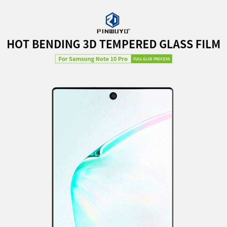 PINWUYO 9H 3D Hot Bending Tempered Glass Film for Galaxy Note10+（Black） - Galaxy Tempered Glass by PINWUYO | Online Shopping UK | buy2fix