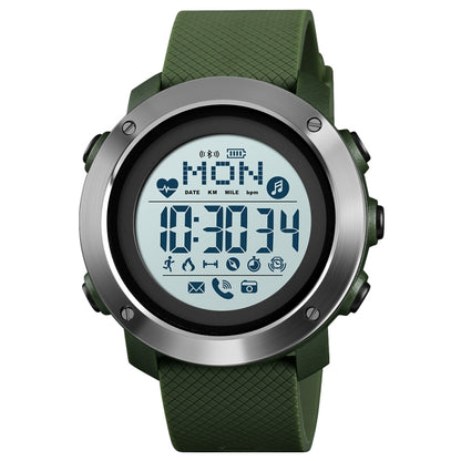 SKMEI 1511 Simple Bluetooth Men Smart Waterproof Compass Adult Smart Watch(Steel Shell Army Green) - Sport Watches by SKMEI | Online Shopping UK | buy2fix