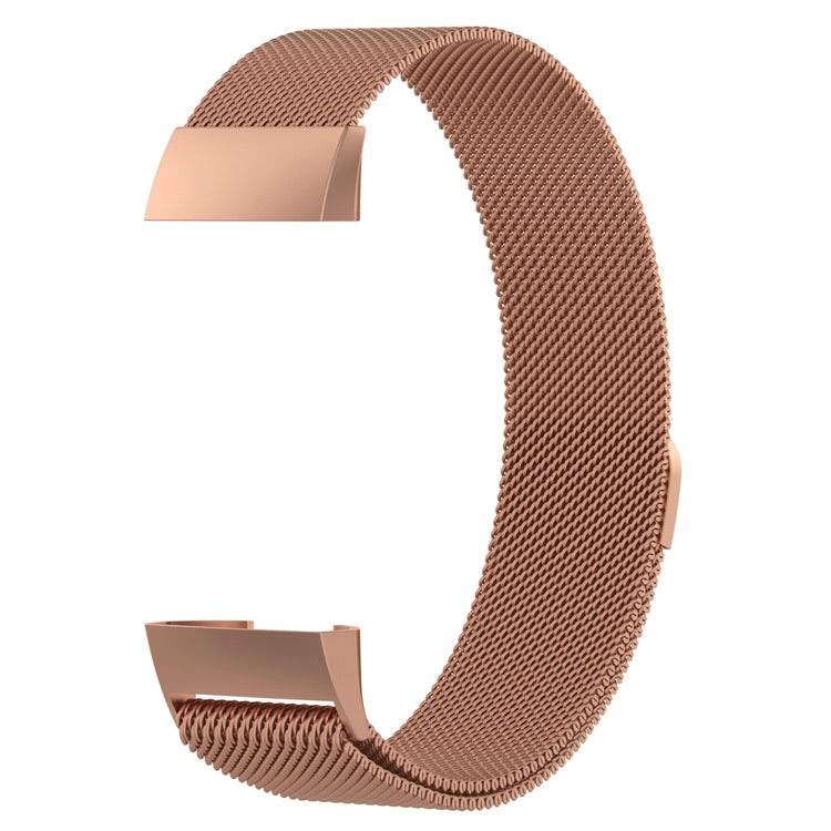 Stainless Steel Magnet Watch Band for FITBIT Charge 4 / 3, Large Size: 210x18mm(Rose Gold) - Watch Bands by buy2fix | Online Shopping UK | buy2fix