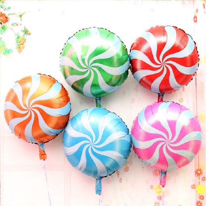 5 PCS Round Candy Lollipop Aluminum Film Balloon for Wedding Party Decoration, Size:45x45cm(Pink) - Balloons by buy2fix | Online Shopping UK | buy2fix