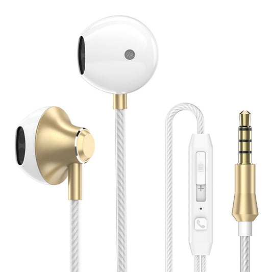 PTM D31 Hands Free Call Stereo Bass Earphones with Mic for Samsung / Xiaomi Phones(Gold) - In Ear Wired Earphone by PTM | Online Shopping UK | buy2fix