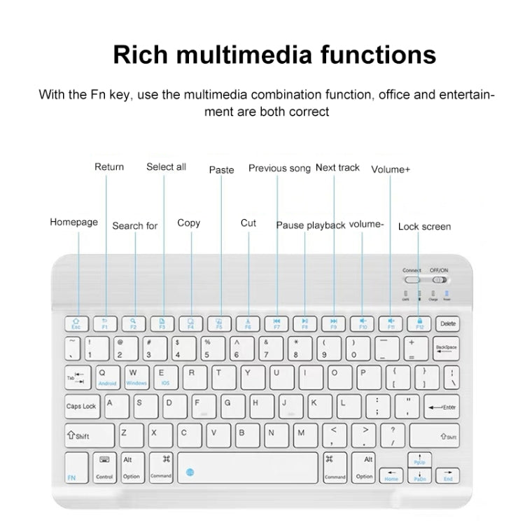 YS-001 9.7-10.1 Inch Tablets Phones Universal Mini Wireless Bluetooth Keyboard, Style:with Bluetooth Mouse(White) - Universal Keyboard by buy2fix | Online Shopping UK | buy2fix