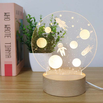 3D Atmosphere Decorative Light Acrylic Inner Carved LED Night Light Creative Girl Table Lamp(Cartoon Astronaut) - Novelty Lighting by buy2fix | Online Shopping UK | buy2fix