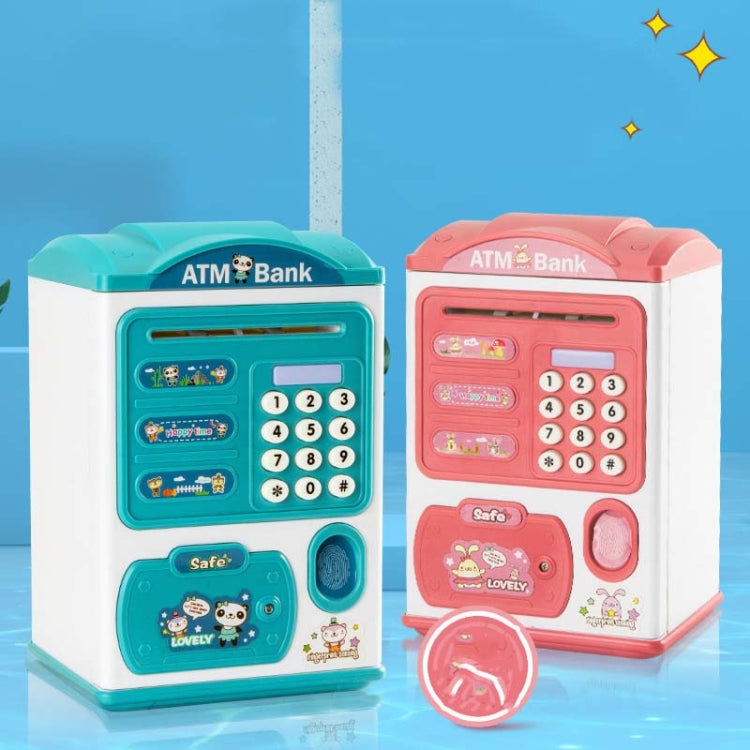 Simulation Password Fingerprint Sensor Unlocking Money Box Automatic Roll Money Safe ATM Piggy Bank(Pink) - Piggy Banks by buy2fix | Online Shopping UK | buy2fix