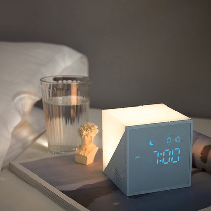 Cube Alarm Clock With LED Night Light USB Charging Cartoon Colorful Alarm Clock(Blue) - Novelty Clock by buy2fix | Online Shopping UK | buy2fix