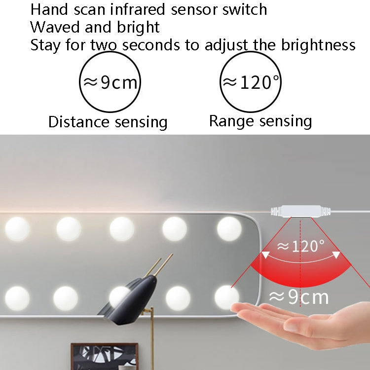 LED Makeup Lamp Mirror Front Beauty Fill Light Hand Sweep Sensation Lamp, Power source: 2 Bulbs - Sensor LED Lights by buy2fix | Online Shopping UK | buy2fix