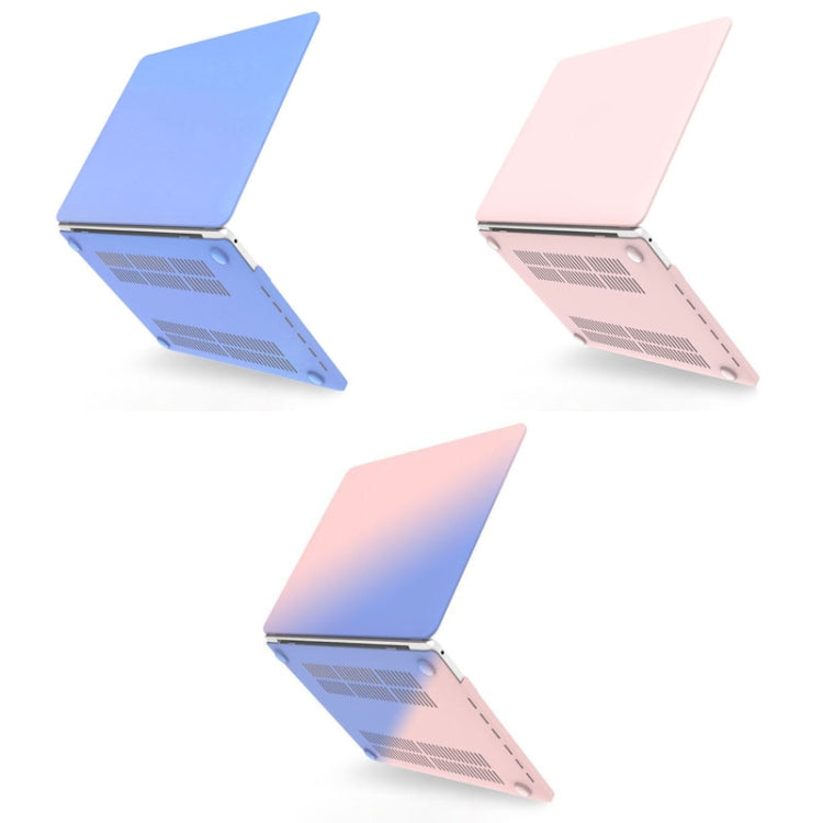 For MacBook Retina 12 A1534 Hollow Cream Style Laptop Plastic Protective Case(Rose Pink Matching Tranquil Blue) - MacBook Cases by buy2fix | Online Shopping UK | buy2fix