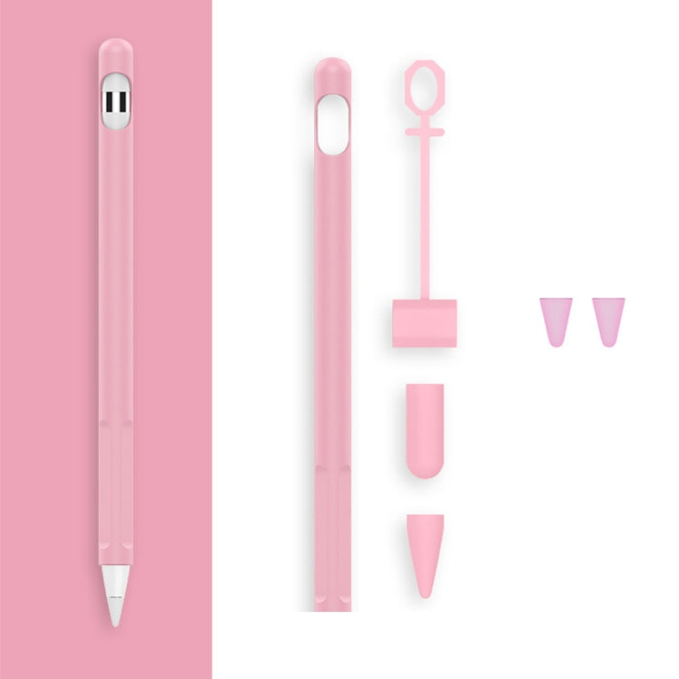 2 Sets 4 In 1 Stylus Silicone Protective Cover + Anti-Lost Rope + Double Pen Nip Cover Set For Apple Pencil 1(Fresh Pink) - Pencil Accessories by buy2fix | Online Shopping UK | buy2fix