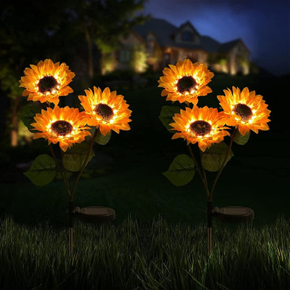 Solar Sunflower Decoration Light LED Garden Lawn Landscape Light, Specification: Three Heads - Solar Lights by buy2fix | Online Shopping UK | buy2fix