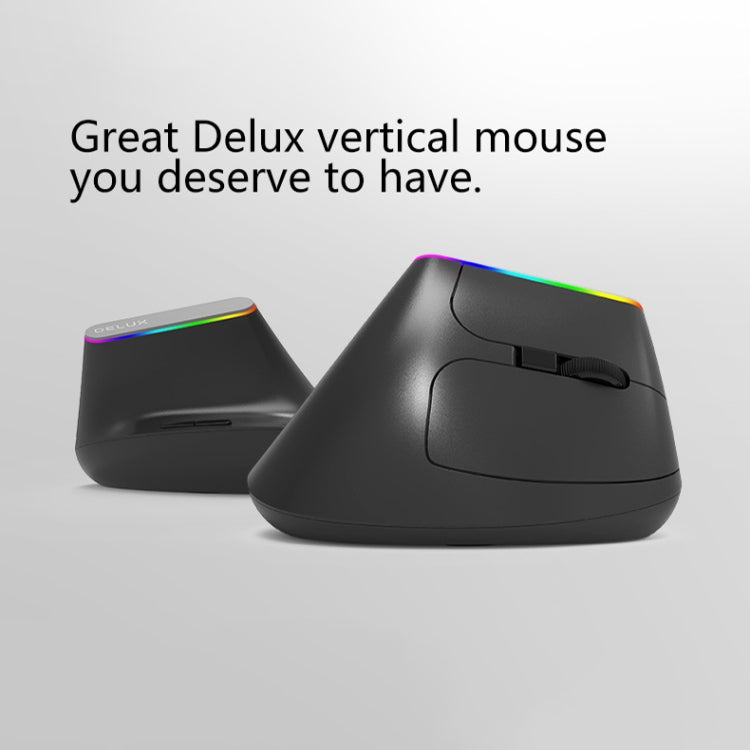 DELUX M618DB 6-Keys 1600 DPI RGB Vertical Wireless Bluetooth Dual-Mode Mouse(Lithium Bluetooth Version) - Wireless Mice by DELUX | Online Shopping UK | buy2fix