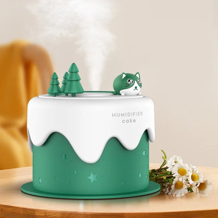 M328 Battery Type Mini Desktop Night Light Cartoon Cake Silent Spray Humidifier(Green) - Air Purifiers & Accessories by buy2fix | Online Shopping UK | buy2fix