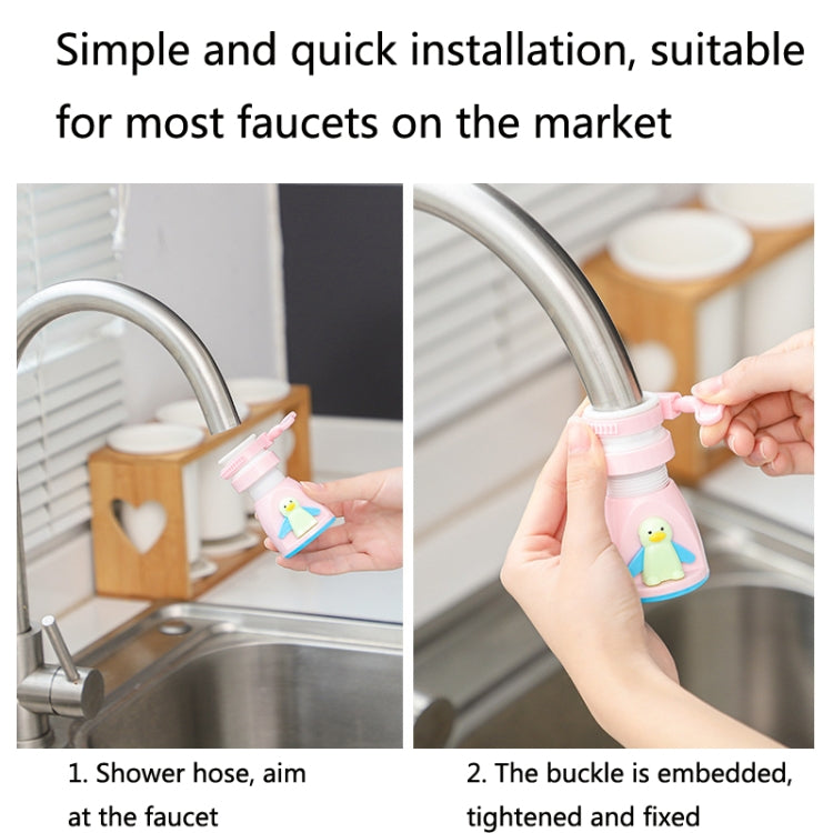 3 PCS Kitchen Penguin Cartoon Faucet Splash-Proof Shower Sprinkler Household Tap Water Extender Universal Water-Saving Filter(Pink) - Faucets & Accessories by buy2fix | Online Shopping UK | buy2fix