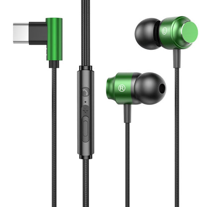 TS902 Metal In-Ear USB-C / Type-C Game Earphone, Cable Length: 1.2m(Green) - Type-C Earphone by buy2fix | Online Shopping UK | buy2fix