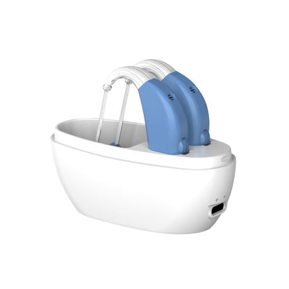 Elderly Use Can Charge Sound Amplifier Hearing Aid, Specification: US Plug(Blue Double Machine+White Charging Bin) - Hearing Aids by buy2fix | Online Shopping UK | buy2fix