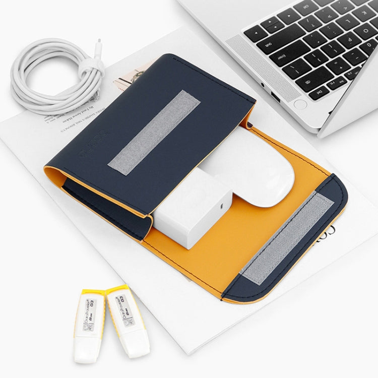 Baona BN-Q009 Small Leather Mouse Charger Storage Bag(Silver+Blue) - Digital Storage Bag by Baona | Online Shopping UK | buy2fix
