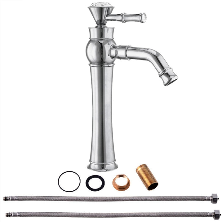 All Bronze Bathroom Basin Hot And Cold Water Faucet, Style: Electroplated High Model+Water Inlet Pipe - Faucets & Accessories by buy2fix | Online Shopping UK | buy2fix