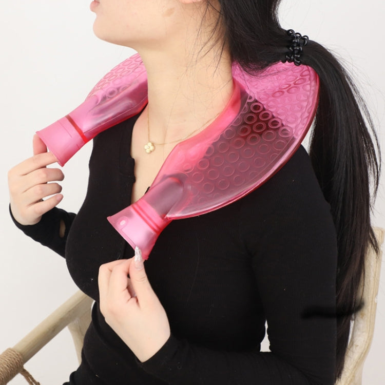 U-shaped PVC Hot Compress Shoulder And Neck Explosion-proof Water Injection Hot Water Bag(Rose Red + Rose Red Knitted) - Hot Water Bags by buy2fix | Online Shopping UK | buy2fix