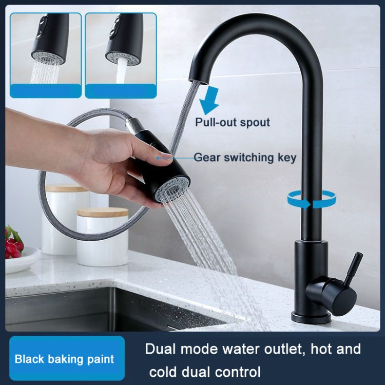 Kitchen Pull-out Faucet Stainless Steel Sink Telescopic Universal Faucet,Spec: CLH002 Black - Faucets & Accessories by buy2fix | Online Shopping UK | buy2fix