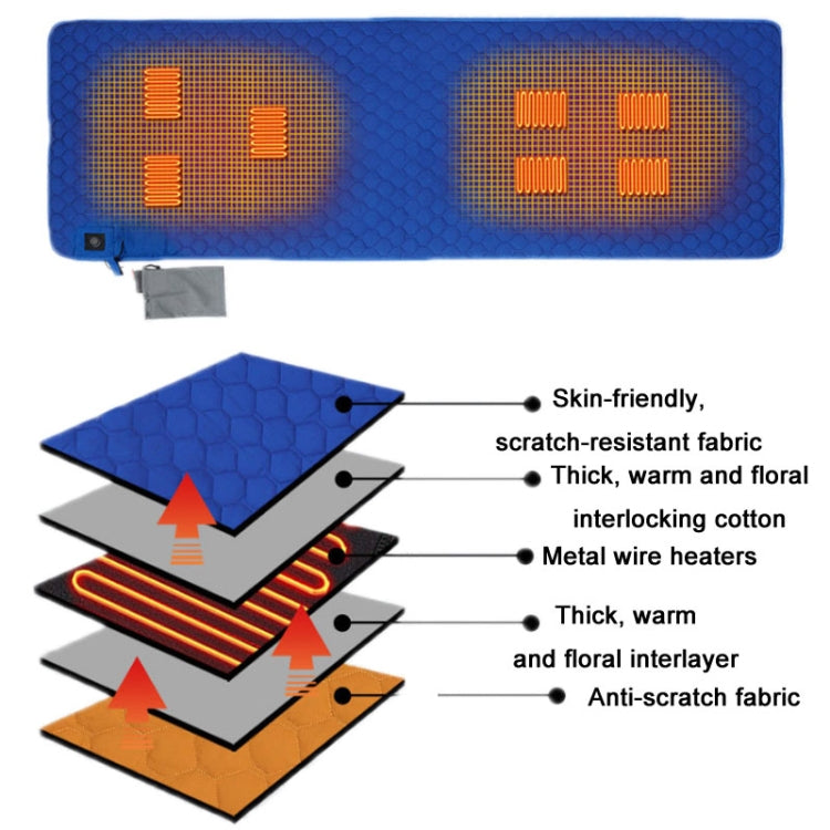 Winter USB Rechargeable Smart Seven Zone Heating  Anti-cold Sleeping Bag Pad(Blue Orange) - Camping Mats by buy2fix | Online Shopping UK | buy2fix