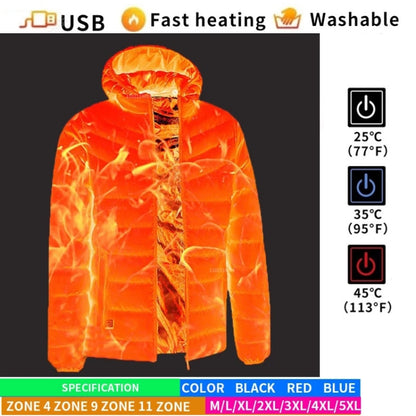 19 Zone 4 Control Black USB Winter Electric Heated Jacket Warm Thermal Jacket, Size: XXXL - Down Jackets by buy2fix | Online Shopping UK | buy2fix