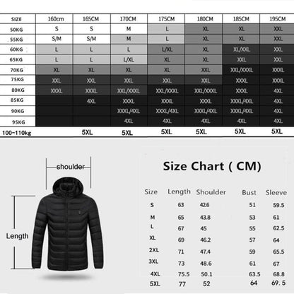 9 Zone Double Control Black USB Winter Electric Heated Jacket Warm Thermal Jacket, Size: S - Down Jackets by buy2fix | Online Shopping UK | buy2fix