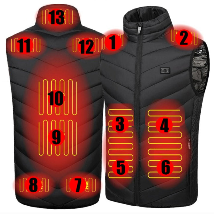 13  Area Double Control Black USB Electric Heating Undershirt Intelligent Warm Vest(6XL) - Down Jackets by buy2fix | Online Shopping UK | buy2fix