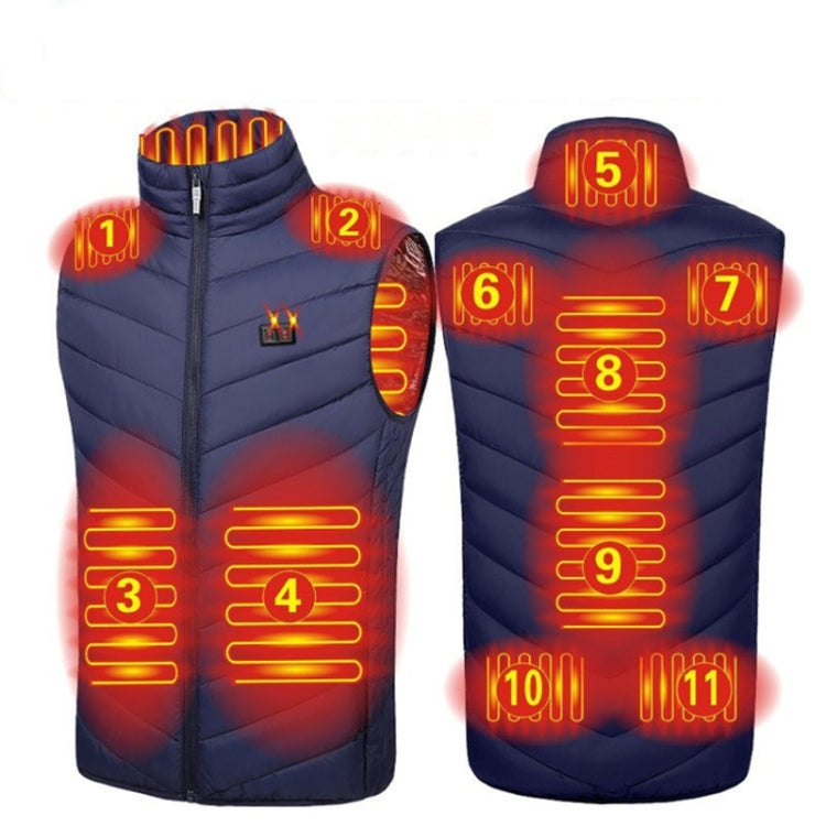 11 Area Double Control Blue USB Electric Heating Undershirt Intelligent Warm Vest(S) - Down Jackets by buy2fix | Online Shopping UK | buy2fix