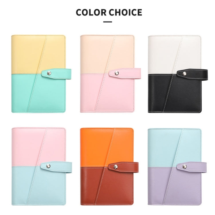 A6 YMX-012 PU Leather Budget Binder Notebook Macaron Color Matching Handbook(White+Black) - Notebooks by buy2fix | Online Shopping UK | buy2fix