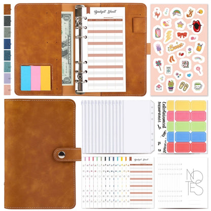 H666 A6 Loose-leaf Binder Cash Budget Handbook Vintage PU Leather Notebook with Window(Amber Brown) - Notebooks by buy2fix | Online Shopping UK | buy2fix