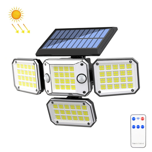 TG-TY10804 Solar 4 Head Double Sensor Light LED Rotating Wall Light With Remote Control(296 LED) - Solar Lights by buy2fix | Online Shopping UK | buy2fix