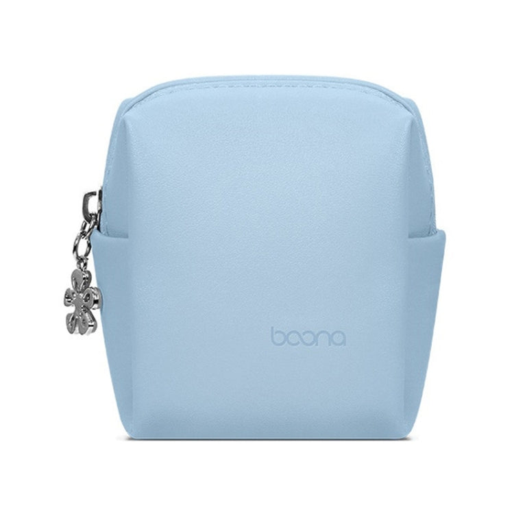 Baona BN-G003 Leather Mini Portable Multifunctional Digital Storage Bag(Zipper Blue) - Digital Storage Bag by Baona | Online Shopping UK | buy2fix