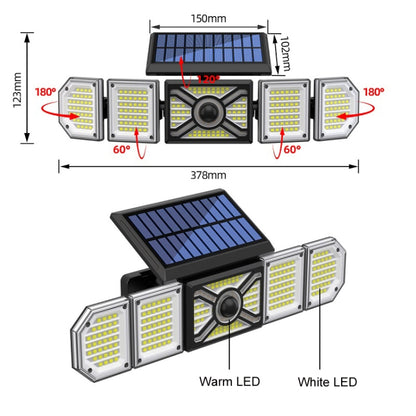 5-Head Solar Light Outdoor Garden Light Human Body LED Sensor Light(TY10708) - Solar Lights by buy2fix | Online Shopping UK | buy2fix