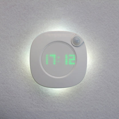 JMD-03 Human Body Infrared Sensor LED Night Light Wall Clock for Bathroom,Spec: Dry Battery Model - Sensor LED Lights by buy2fix | Online Shopping UK | buy2fix