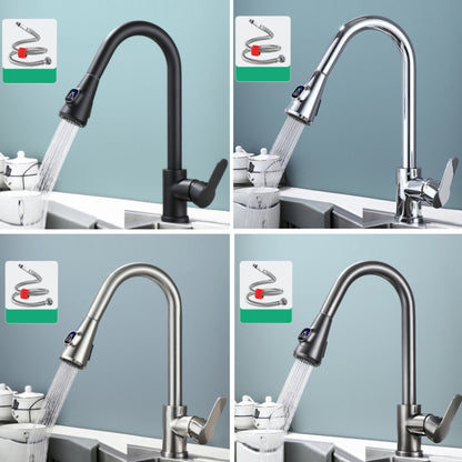 Kitchen Pull-out Universal Telescopic Hot & Cold Water Faucet, Specification: Copper Digital Display Brushed Nickel - Faucets & Accessories by buy2fix | Online Shopping UK | buy2fix