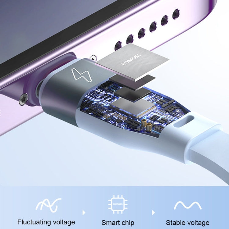 ROMOSS CB256L 1.2m 6A 100W 8 Pin + USB-C/Type-C + Micro USB 3 In 1 Charging Cable(Purple) - Multifunction Cable by ROMOSS | Online Shopping UK | buy2fix
