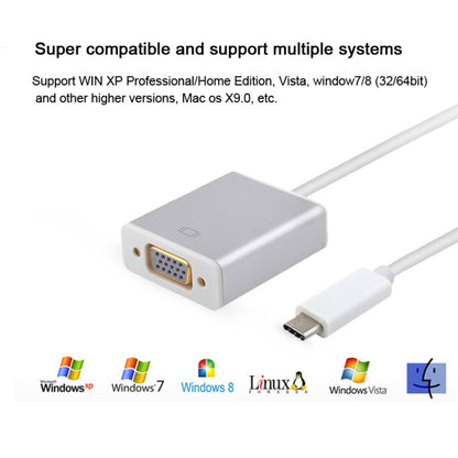 USB-C/Type-C To VGA HD Converter 1080P Laptop Connecting Display Mobile Phone Same Screen Line - VGA Converter by buy2fix | Online Shopping UK | buy2fix
