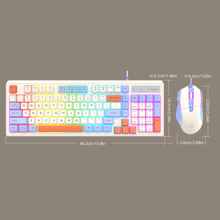 K-Snake Wired E-Sports Keyboard Mouse Mechanical Feel 98 Key Desktop Computer Notebook Keyboard, Style: Keyboard+Mouse (Pink) - Wired Keyboard by K-Snake | Online Shopping UK | buy2fix